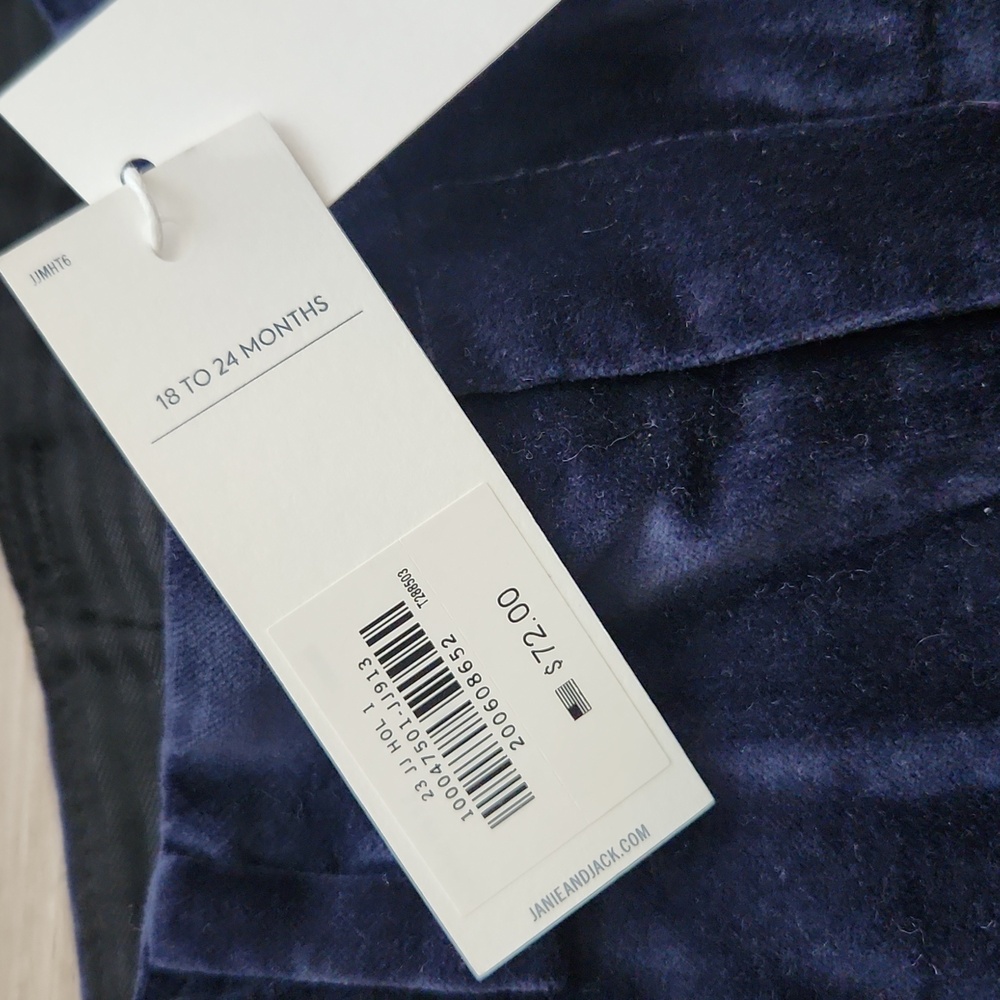 Janie And Jack Velvet Navy Pants - Picture 3 of 4